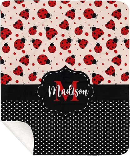 Miniatura 6 de Adorable manta de lunares negros para niñas, para la escuela, manta de forro polar personalizada con inicial, única manta de forro polar con nombre