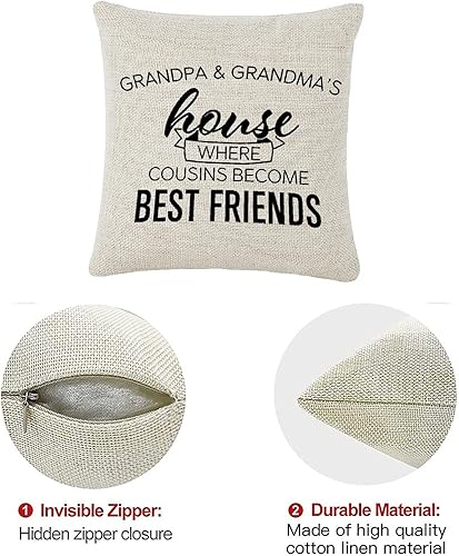 Miniatura 8 de Funda de almohada para el Día de la Madre, de lino y algodón, para sala de estar, dormitorio, decoración de casa de abuelo y abuela, donde los