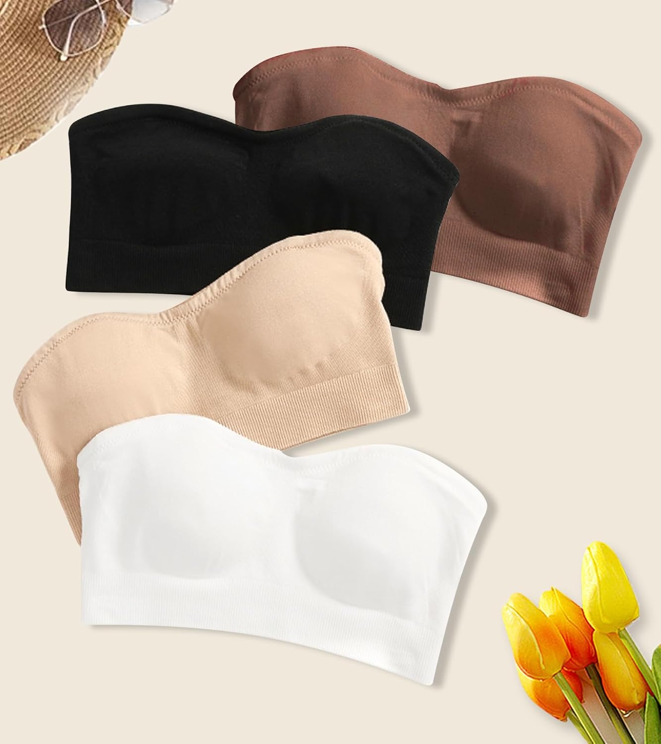 Strapless Bra for Women Wireless Padded Bandeau Bra Seamless Non-Slip Silicone Tube Top Push Up Bralette - Image 7
