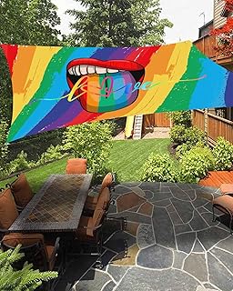 Sun Shade Sails Canopy LGBT Colorful Rainbow Lips Pride Gay Waterproof R...