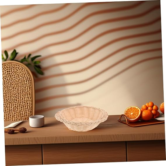 Zerodeko 1pcs Handwoven Bamboo Bread Basket Stylish Food Serving Basket for Kitchen and Dining Table Decor Rattan Storage for Breads and Snacks Heat Resistant Design
