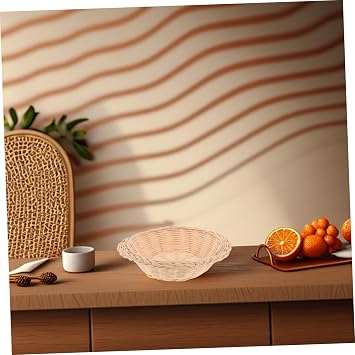 Zerodeko 1pcs Handwoven Bamboo Bread Basket Stylish Food Serving Basket for Kitchen and Dining Table Decor Rattan Storage for Breads and Snacks Heat Resistant Design