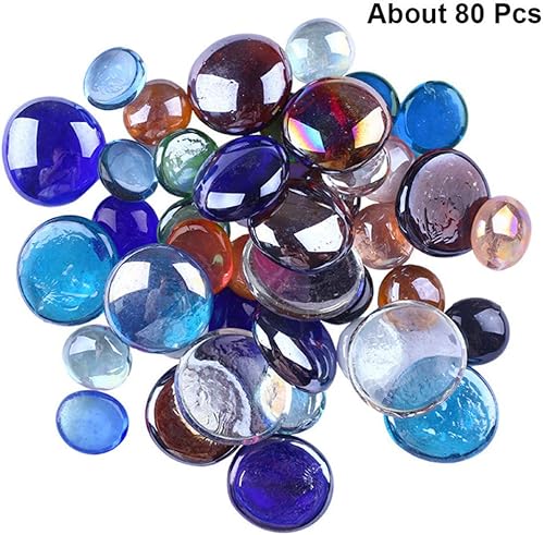 Miniatura 2 de EXCEART 80 cuentas de vidrio para manualidades, cabujones de ágata, cuentas circulares, cuentas circulares de vidrio ovaladas, cuentas de joyería de