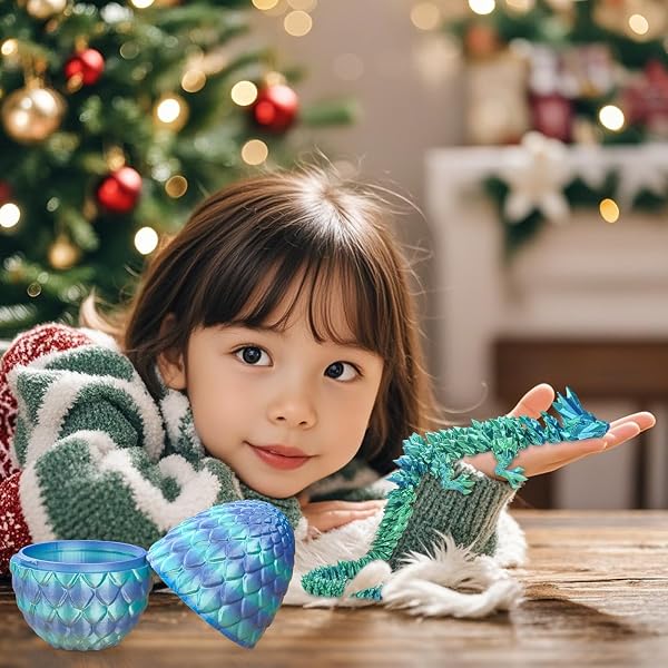 Überraschungs-Drachenei mit Drache im Inneren Geschenke für Kinder und Erwachsene 3D-gedrucktes Fidget-Spielzeug perfekt für Weihnachten Ostern Geburtstage Deko Stressabbau(Meeresblau, Klein) - 3
