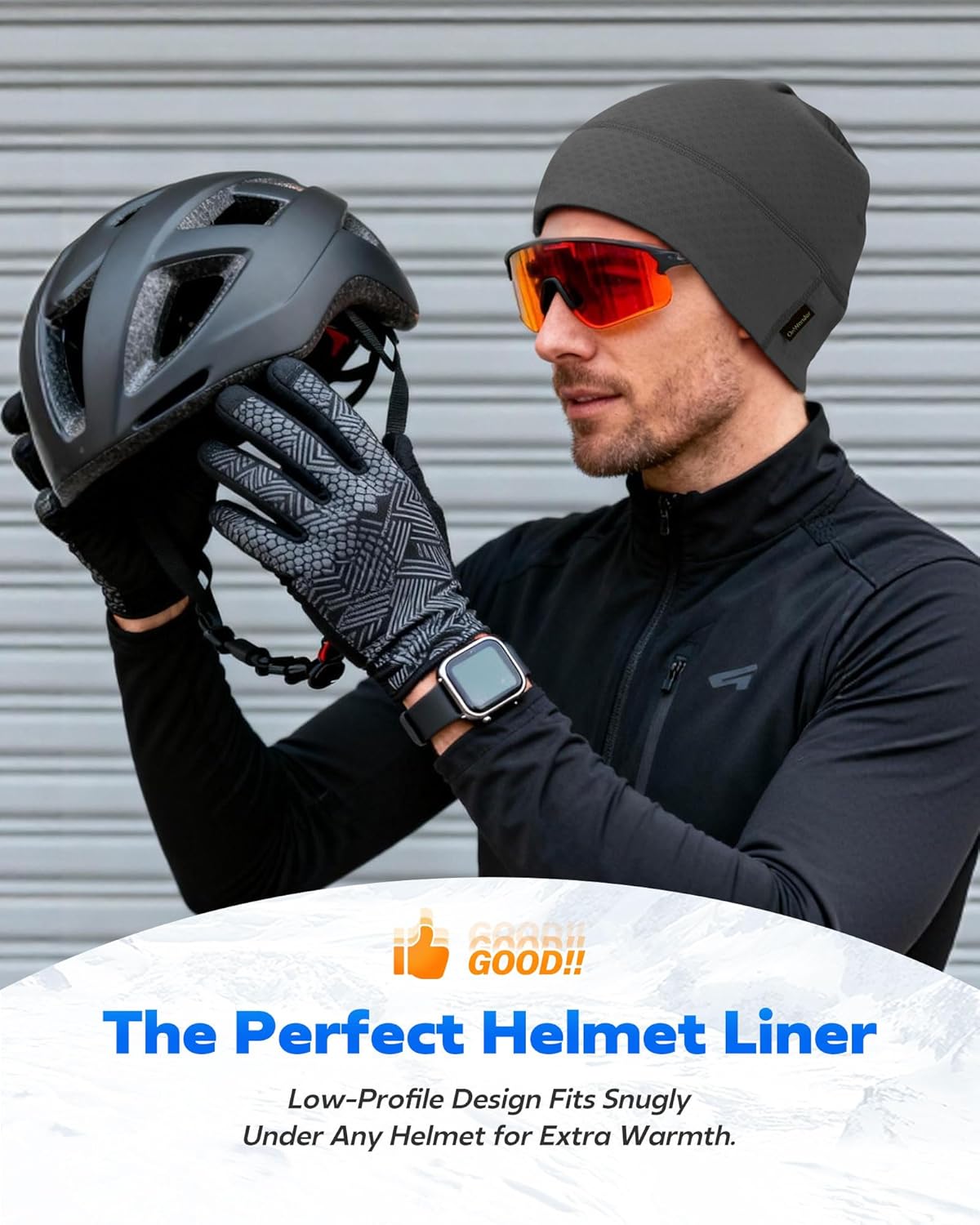 Winter Sports Beanie for Men Women - Uni-Directional Sweat Transport Thermal Skull Cap for Running Cycling Commuting - Image 8