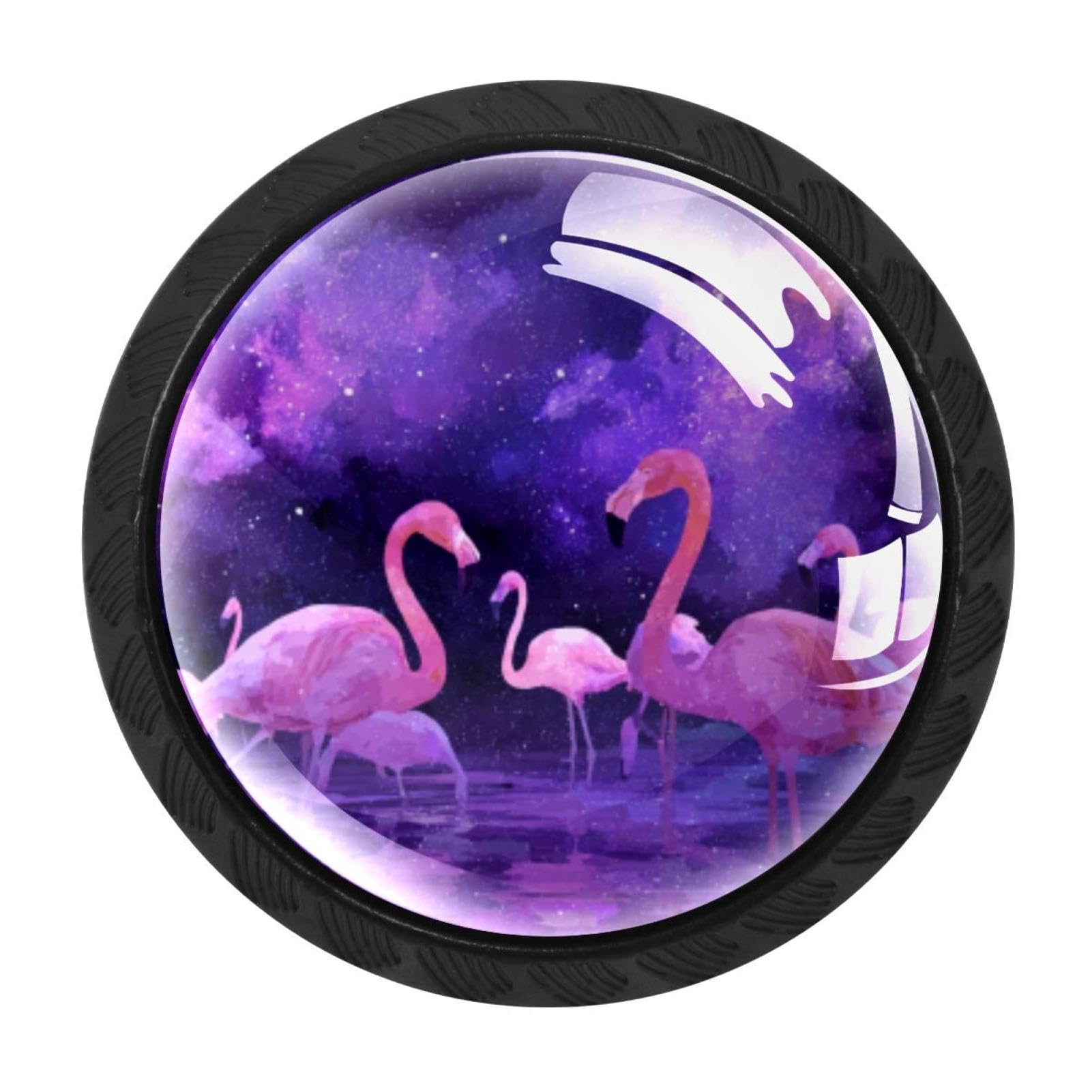 Boutons d'armoire ronds flamants roses poignées violettes pour commode