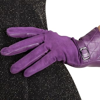Nappa Leather Gloves Warm Lining Suede Lambskin for Women