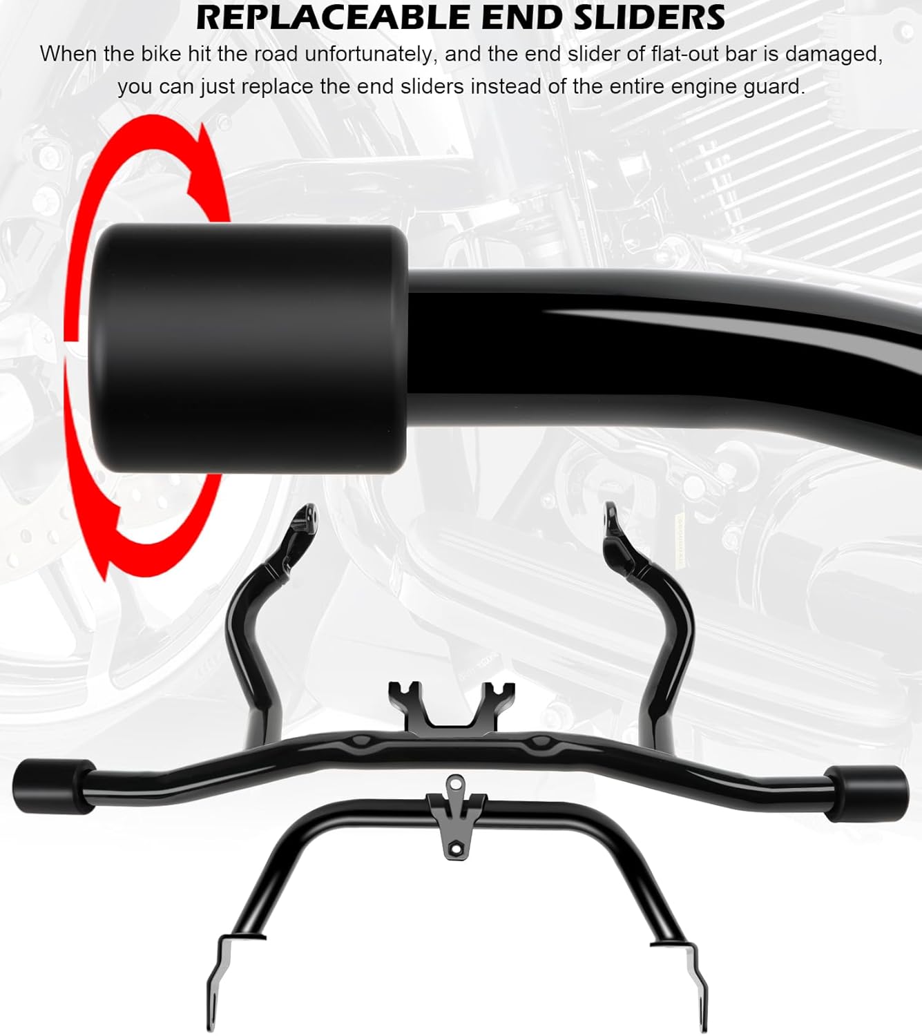 Engine Guard Flat-Out Crash Bar Highway Bar Compatible with Harley Touring Road Glide Models 2015-2022 (Gloss Black)