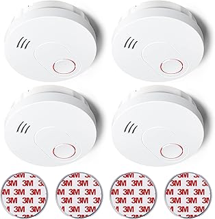 SITERLINK Smoke Detectors 10-Year Battery Operated, Photoelectric Sensor Smoke Alarm with Test-Silence Button, UL Listed Fire Alarms Smoke Detectors with LED Lights for Home, GS526A (4 Pack)