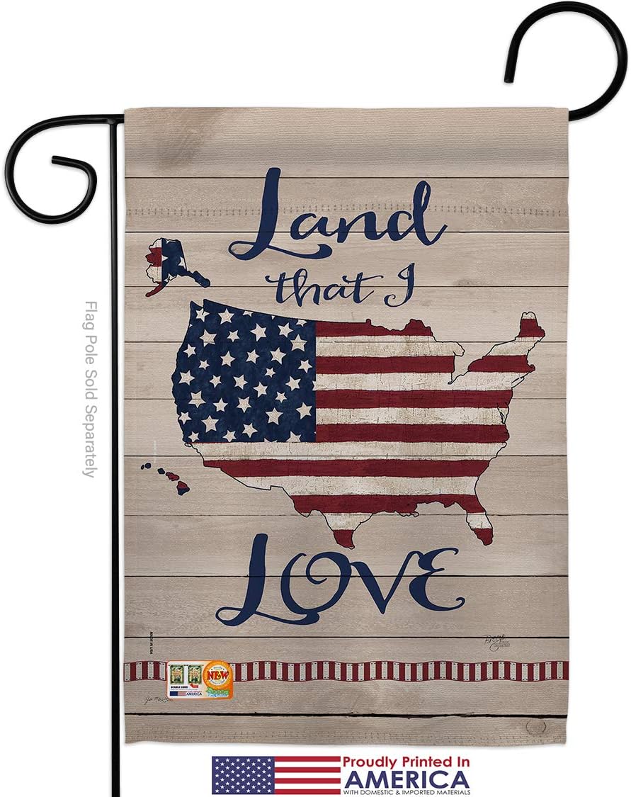 Star and Stripes Land I Love Garden House Flags Set Patriotic Patriotism Independence Memorial United State American Small Decorative Gift Yard Banner Made In USA 28 X 40