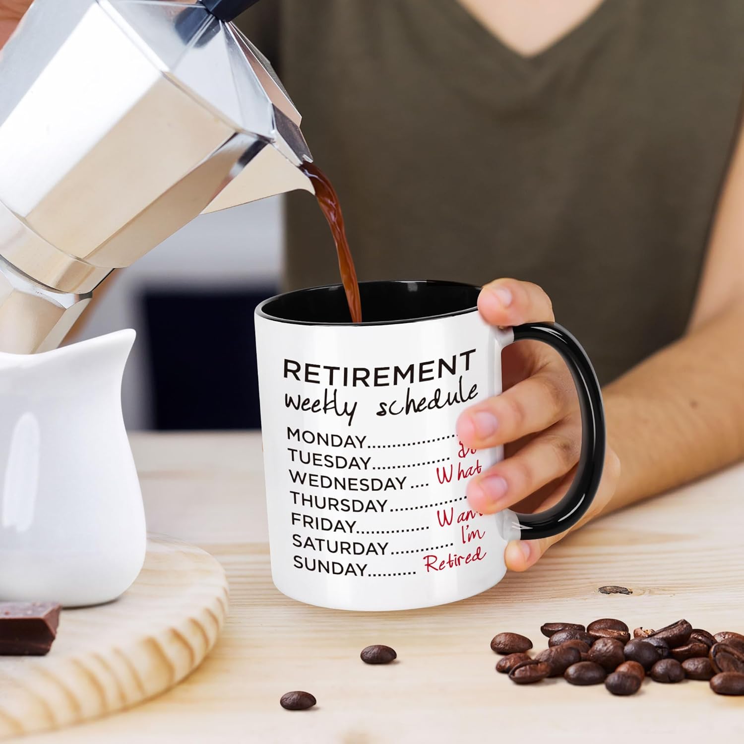 LEJIAJINW Funny Retirement Gift for Woman 2026 Men Cool Retirement Gifts Coworker Leaving Farewell Goodbye Gifts Mom Dad Friends Retired Weekly Calendar Mug - Image 5