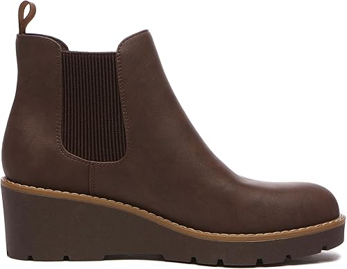 Athlefit Femme Chelsea Wedge Boots Bottine, Marron, 38 EU - 3