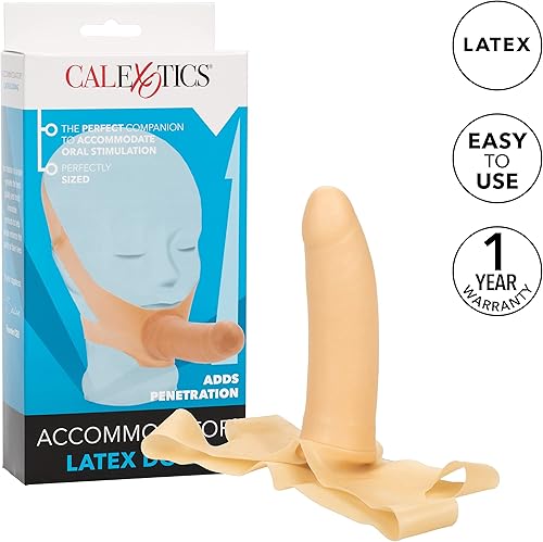 Miniatura 3 de CalExotics Original Accommodator - Dong de látex  Correa manos libres en sonda para parejas  Juguetes sexuales para adultos  Marfil