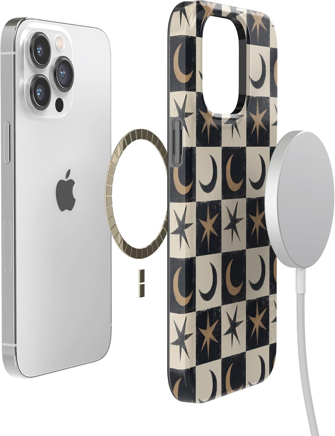 Casely iPhone 14 Pro Case | Mystic Moonstar | Black Celestial | Compatible with MagSafe | Classic Ultra Slim Design