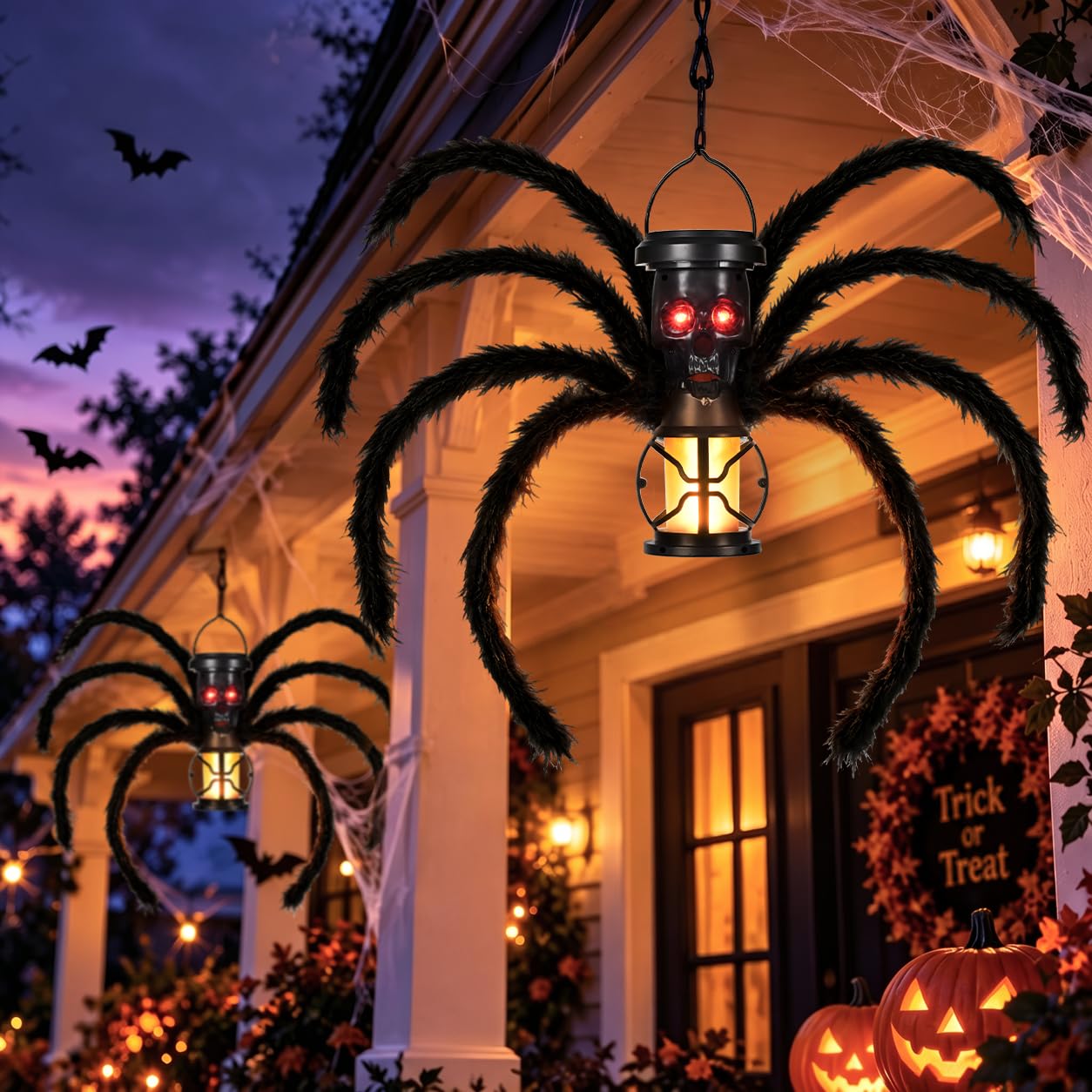 Solpex Halloween Decorations, Spider Flame Solar Lights Outdoor Garden