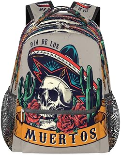 Mochilas escolares Sugar Skull para meninas, estudantes, resistente à água, bolsa escolar de viagem mexicana com caveira para mulheres/homens, mochilas universitárias, Multi, Medium