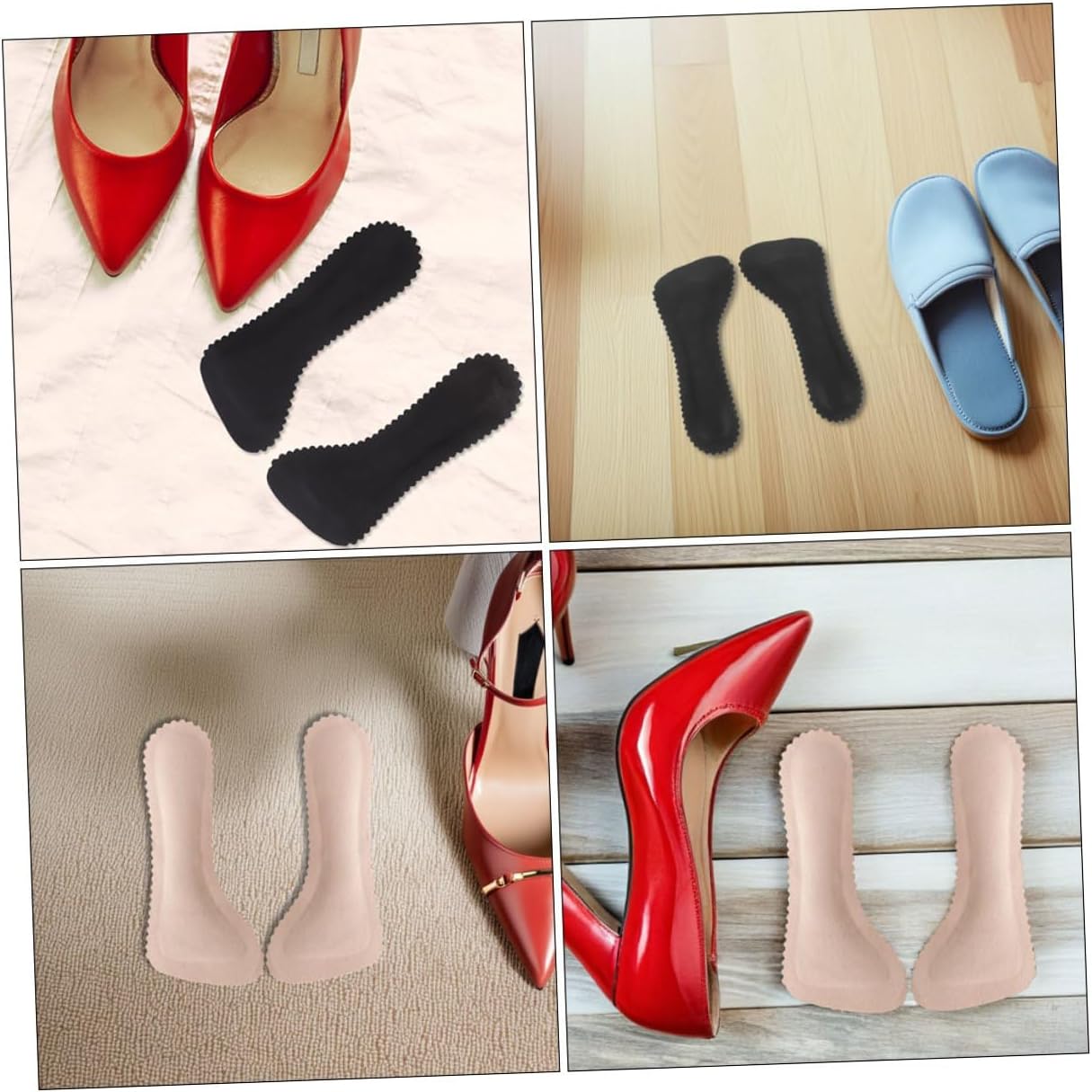 High Heel Cushion Insoles 12pcs Non-Slip Self-Adhesive Forefoot Inserts Breathable Sweat-Absorbing Pads for Sandals Boots Open-Toe Shoes Women