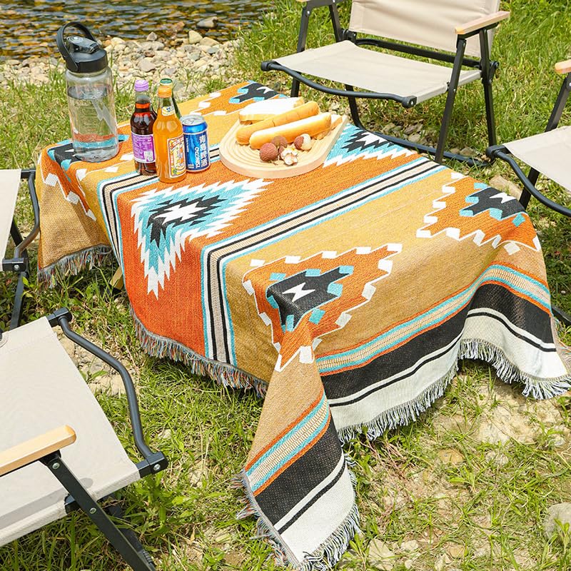 Manta bohemia india para sofá de algodón naranja de 50x60 pulgadas