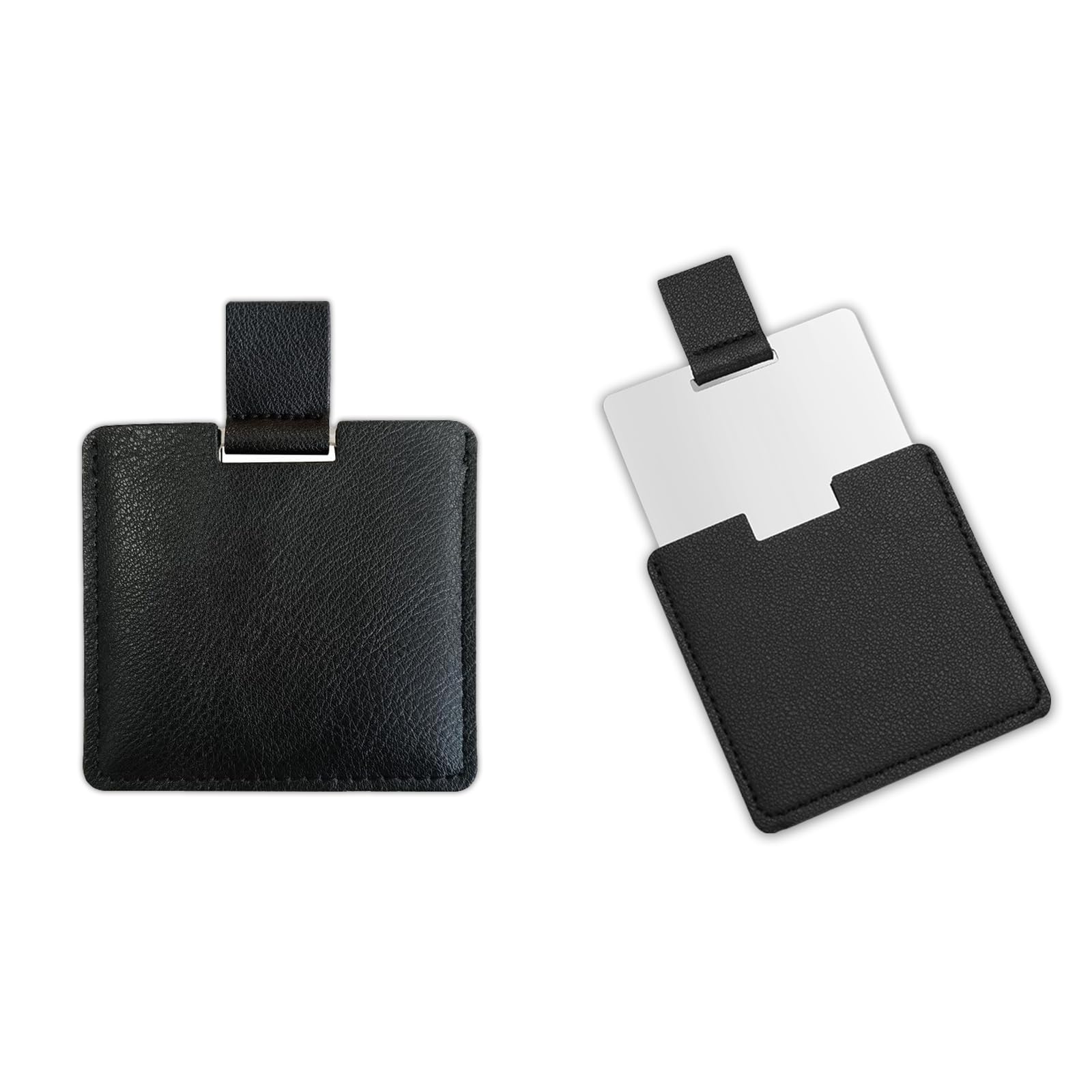 Fkereg Women's Black 2 Pack Small Compact Mirror For Purse With Cover, Stainless Steel Cute Pocket Mirror, Square Mini Travel Mirror, Portable Handheld Tiny Makeup Cosmetic Mirror For Girl Men (Black)