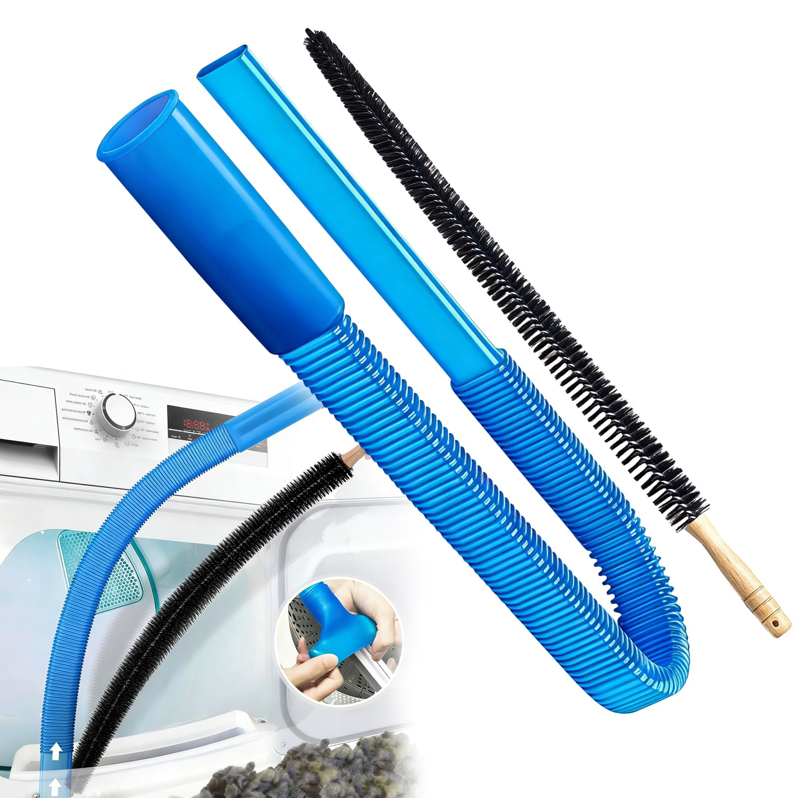 Nlsqw Dryer Vent Cleaner Kit, Dryer Cleaning Hose, Tumble D-ryer Cleaner, D-ryer Lint Vacuum Attachment, Tumble Dr-yer Hoover Attachment, For Power Washer and Dr-yer Vent Hose Replacement Parts