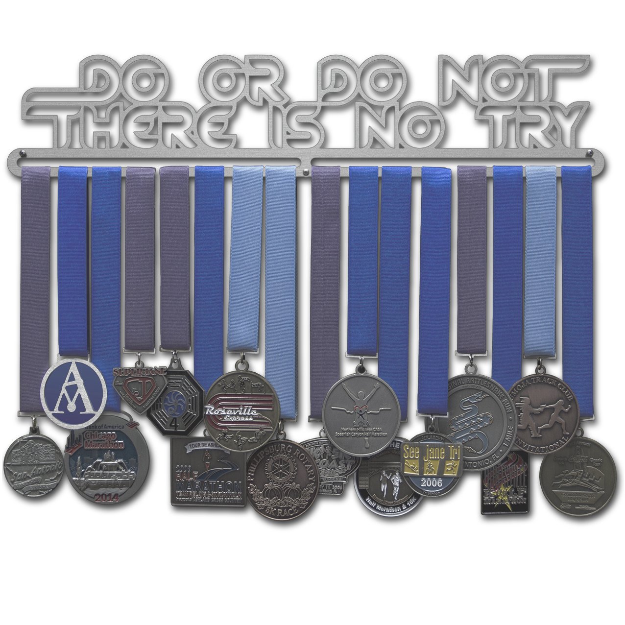 Allied Medal Hangers Colgadores de medallas aliados – Do or Do No, There Is No Try – Varios tamaños Disponibles – Soporte de medallas Expositor - AX-AY-ABHI-84185, 18" Wide with 1 Hang Bar