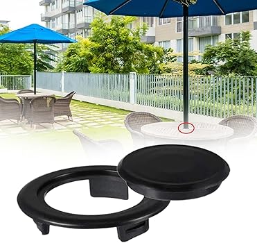 Amazon | ガーデン用テーブル傘穴カバーセット, 黒 | 長傘 通販