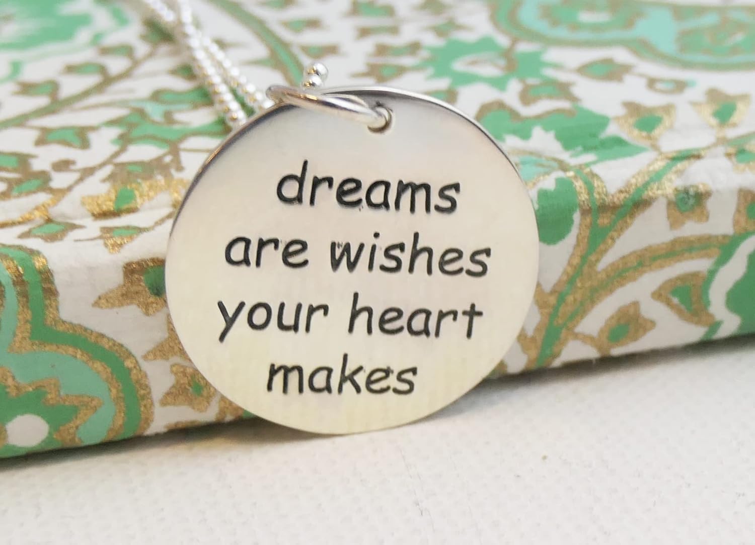 Dreams are Wishes Your Heart Makes Sterling Silver Pendant Necklace 18 inches - Handmade Handstamped Inspirational Word Jewelry Gift Ideas for Women - New Job Hypoallergenic - Image 5