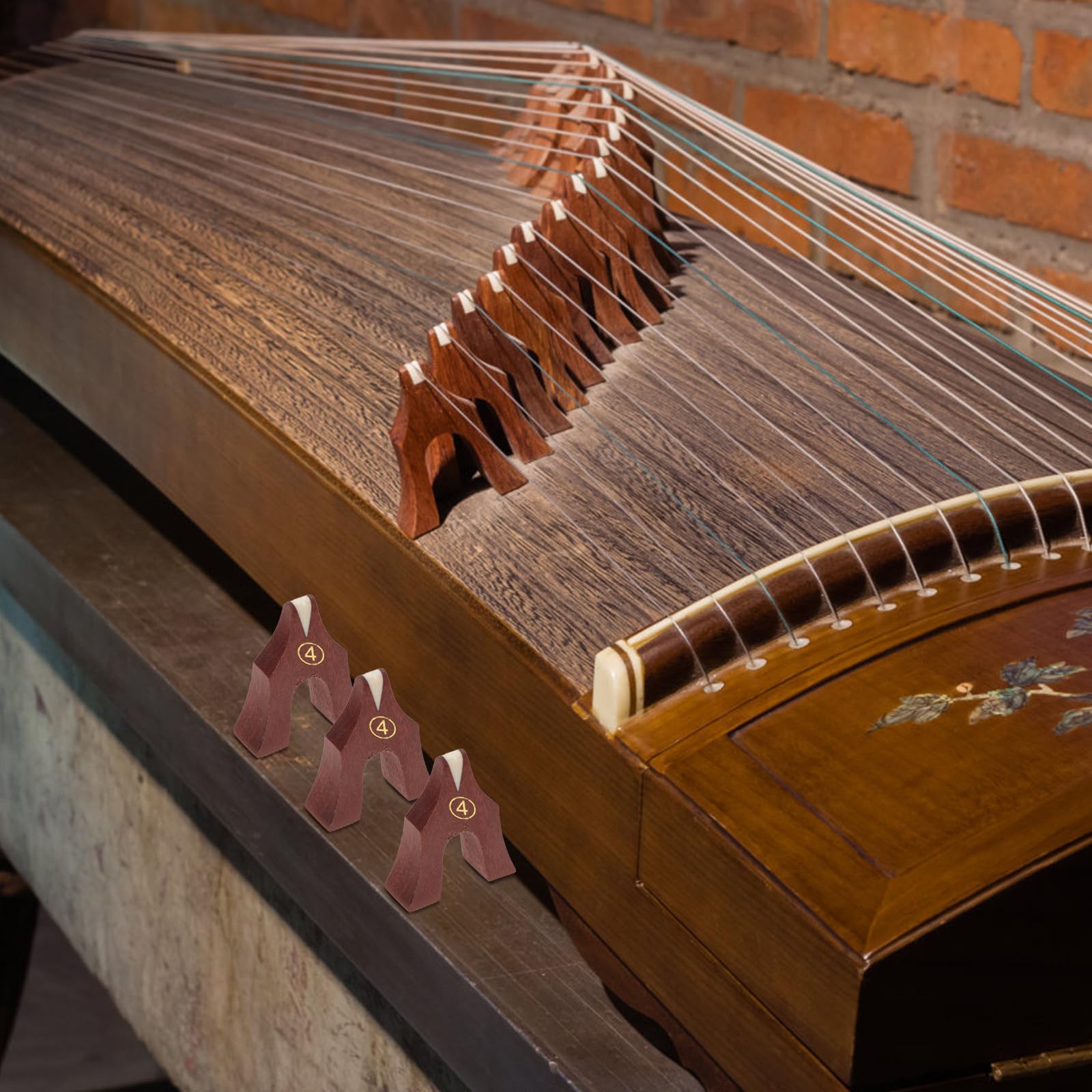 Langlebiger Guzheng Brücken Leichtes und Praktisches Guzheng Zubehör aus Braunem Holz 21 Stück zum Einfachen Transport und Austausch