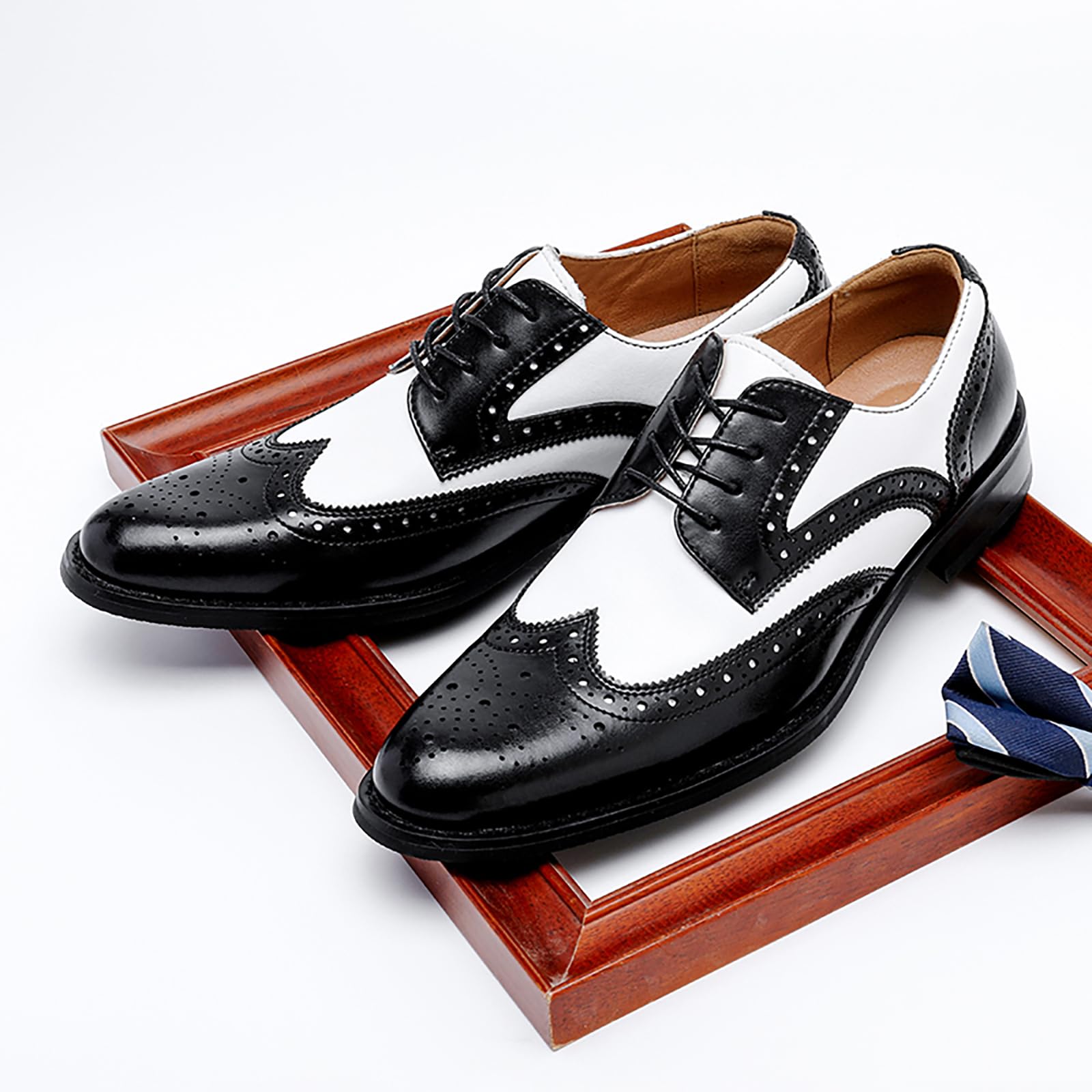 Herren Anzug Schuhe, Herren Oxford Schuhe, Leder Stylish Lace-Up Wingtip Brogues, Business Casual Formal Derby