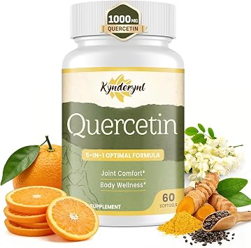 Quercetin Supplement 1000mg Softgels Joint Health Supplement for Mobility, Flexibility & Antioxidant Boost with Turmeric, Grape Seed Extract & Non-Acidic Vitamin C 60 Vegan Softgels