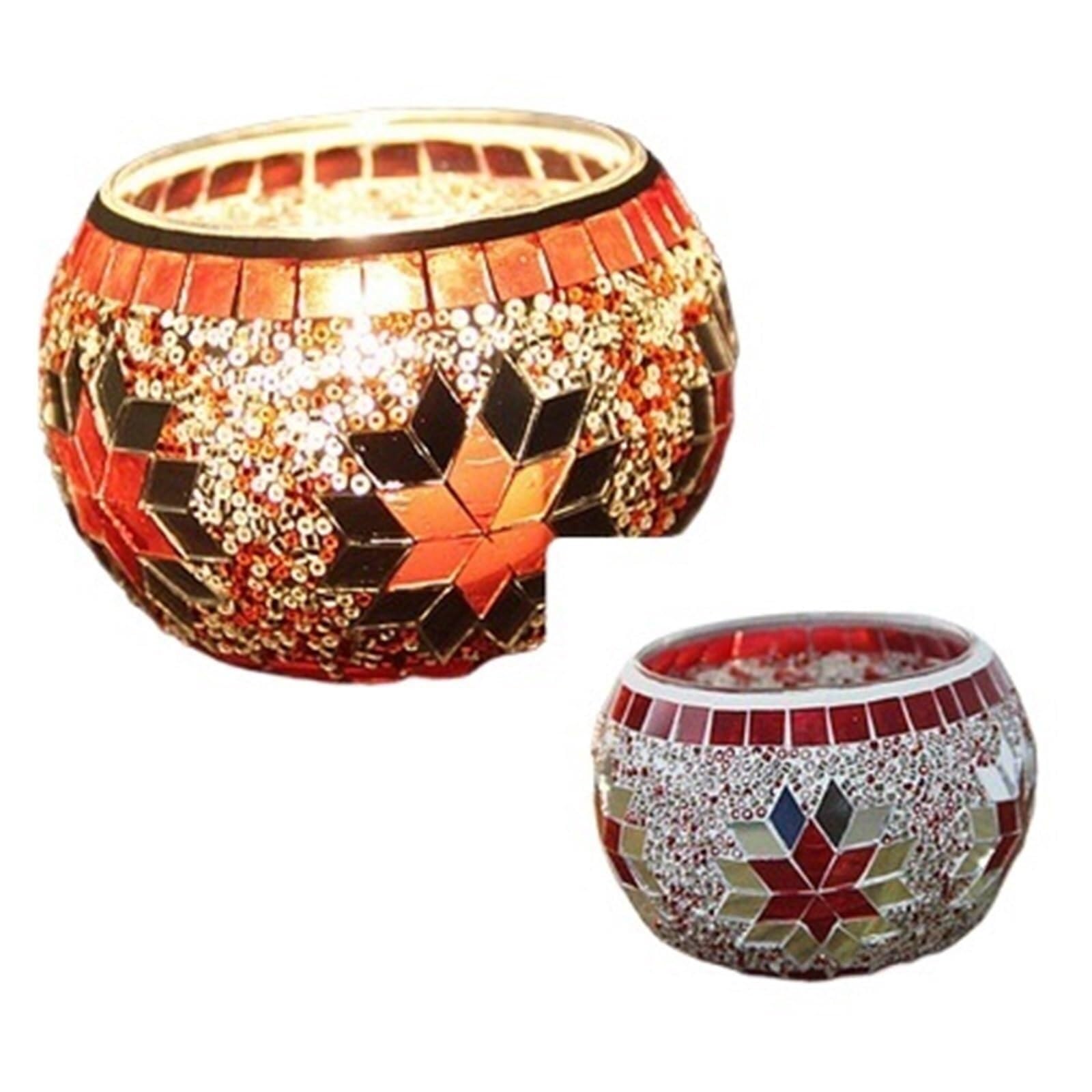 Candle Holders Color Snowflake Mosaic Glass Candlestick Candle Stick Holders(Style4)