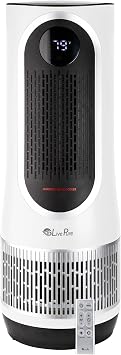 LivePure 2-in-1 LP500 Clean Heat Air Purifier & Electric Heater Oscillating Portable Heater with 2 Heat Modes and Air Filtration Heater for Indoor Use in Bedrooms, Home Office & Apartments, White
