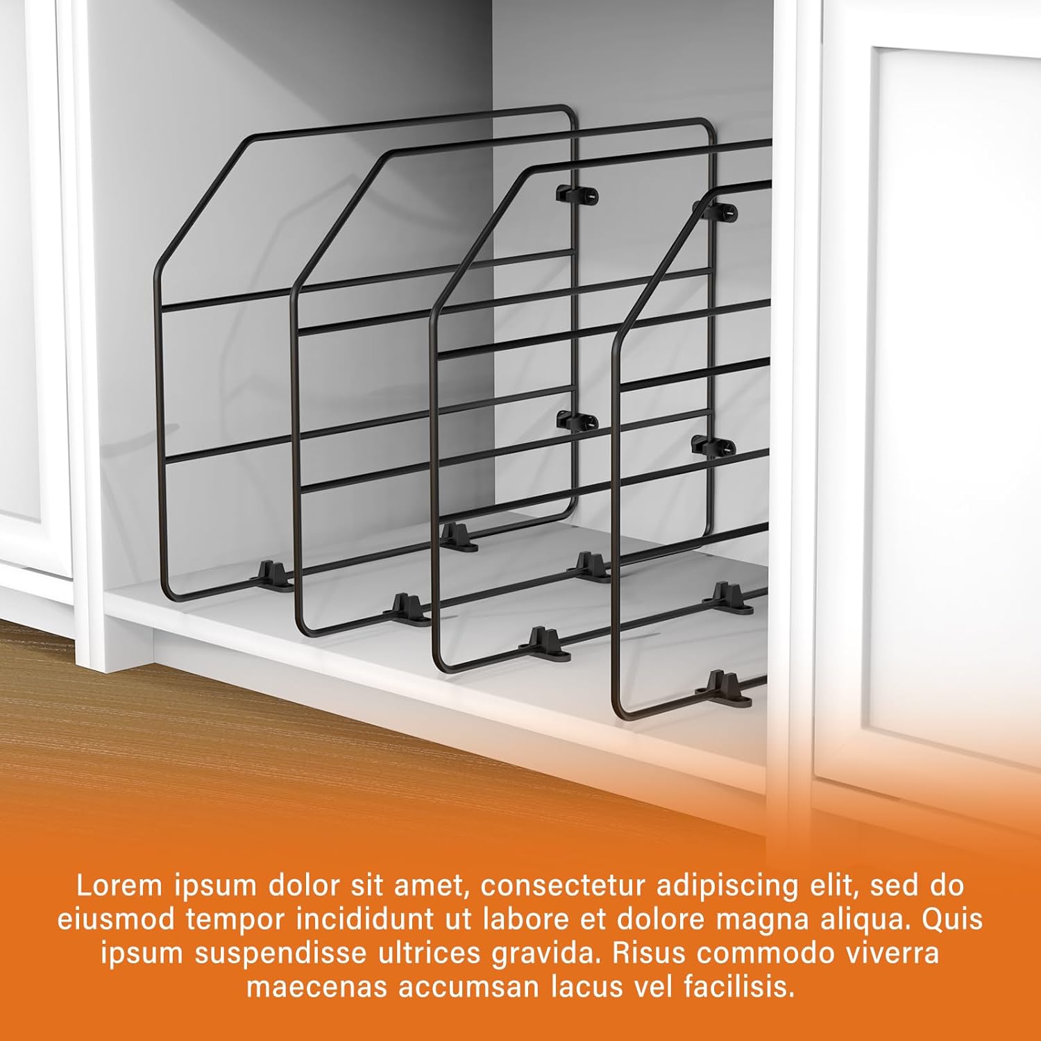 Baking Sheet Organizer Set of 6，17.5"x13.9" Vertical Tray Dividers for Kitchen Cabinets，Black Metal Cabinet Divider，Metal Wire Storage for Pans, Baking Trays and Cookware