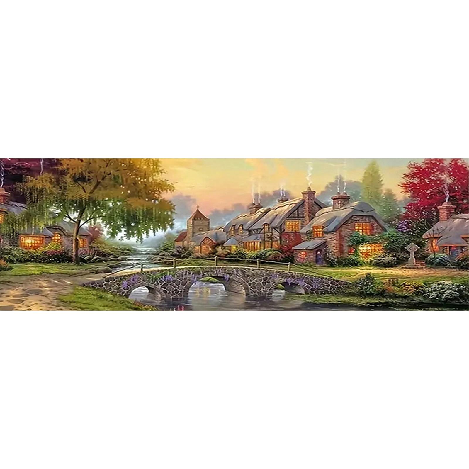 SHEGZHUC 110 x 50 cm pintura de diamante paisaje de pintura de diamante casa de campo europea pintura de diamante grande XXL pintura de diamante arte bordado punto de cruz cuadros regalo decoración de