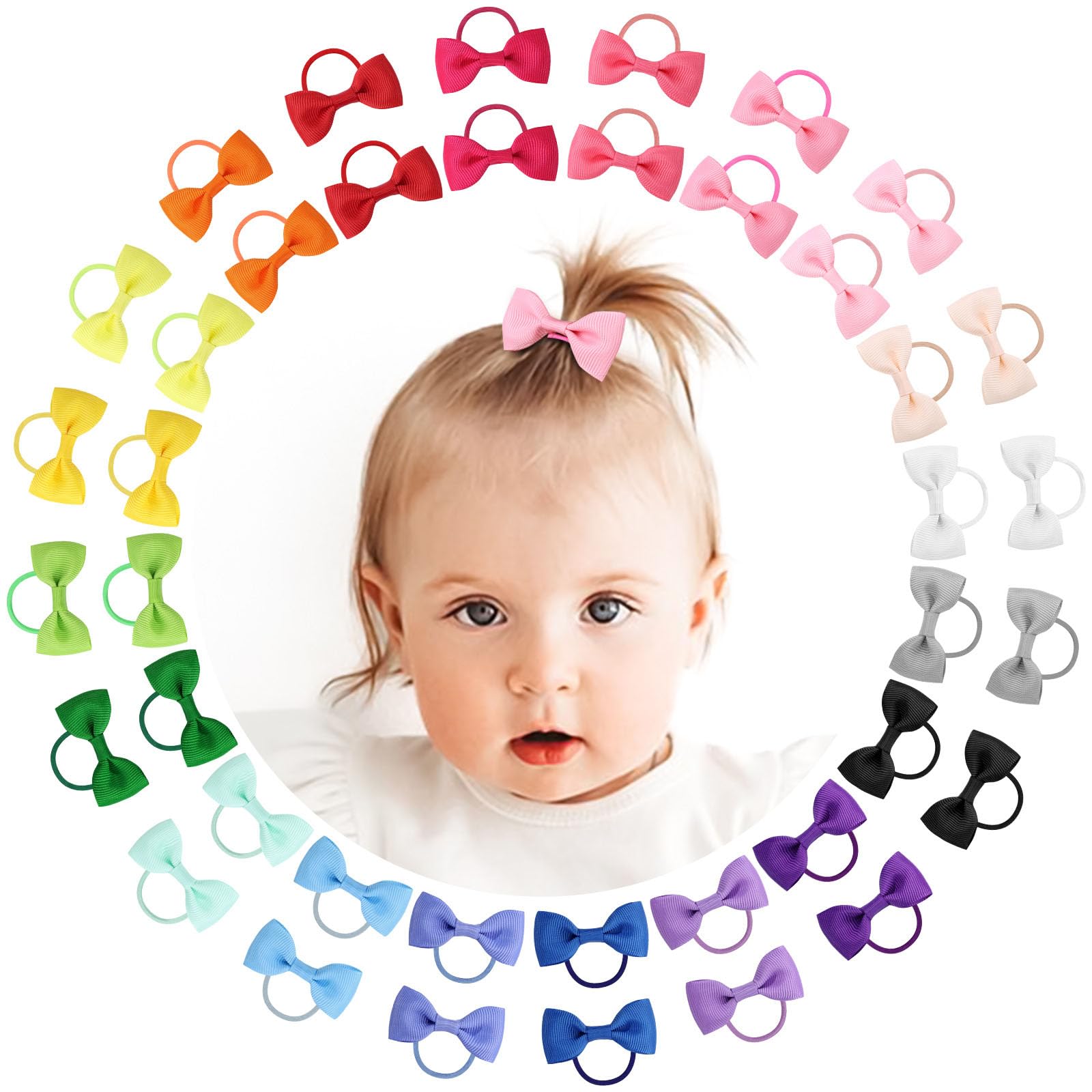 OAOLEER - 40 lazos para el pelo de bebé de 2 pulgadas, lazos elásticos para coletas pequeñas, accesorios para el cabello (lazos para el pelo de bebé, 2 pulgadas)