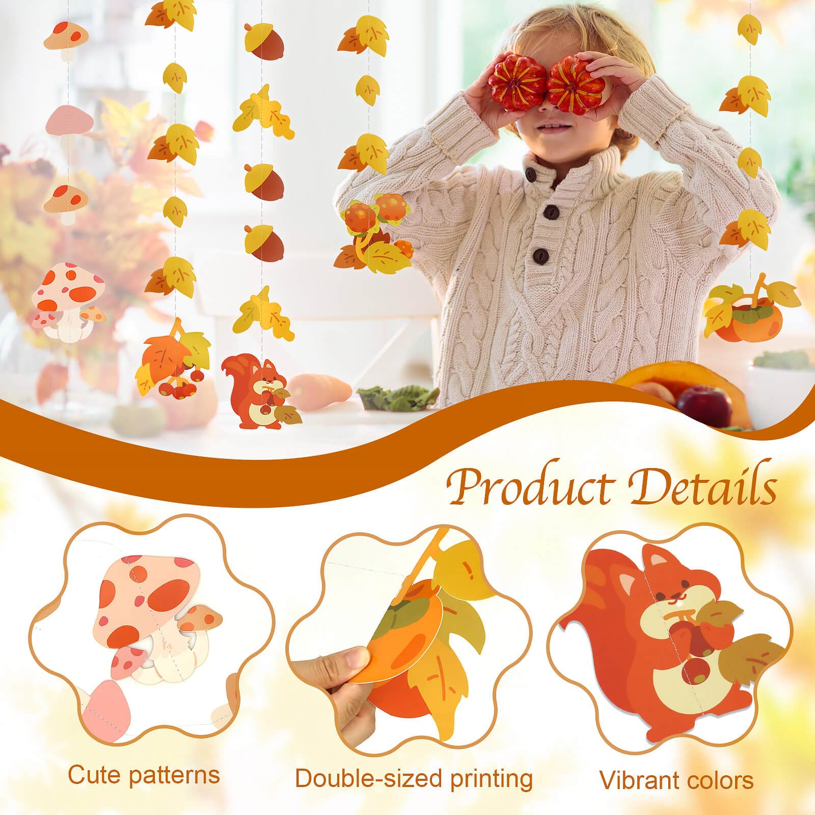 DearHouse Guirlande De Feuilles D'érable D'automne à Suspendre Pour Thanksgiving, Maison, Mariage, Cheminée, Fête, Décoration De Noël (blanc