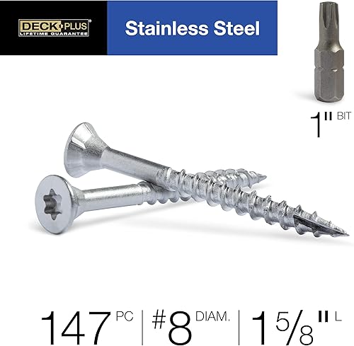 Vista 35 de Deck Plus Tornillos para valla y madera exterior con revestimiento epoxi de 2-1/2 pulgadas #10 x 2-1/2 pulgadas, rosca gruesa incluida, tornillo