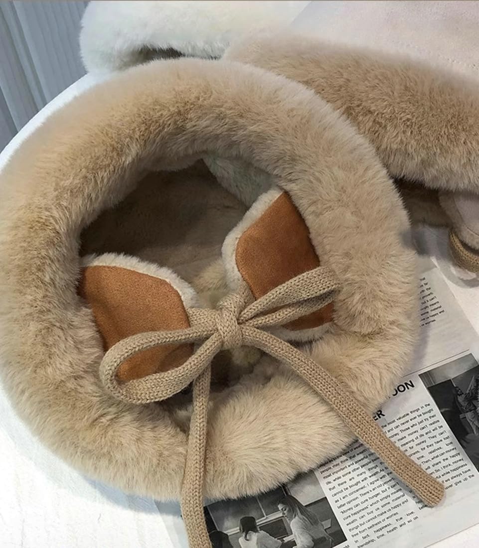 Winter Suede Bucket Hat with Ear Flaps Women Men Fuzzy Beanie Hat Faux Fur Fisherman Cap Beanies Hat Cloche Aviator Caps - Image 4