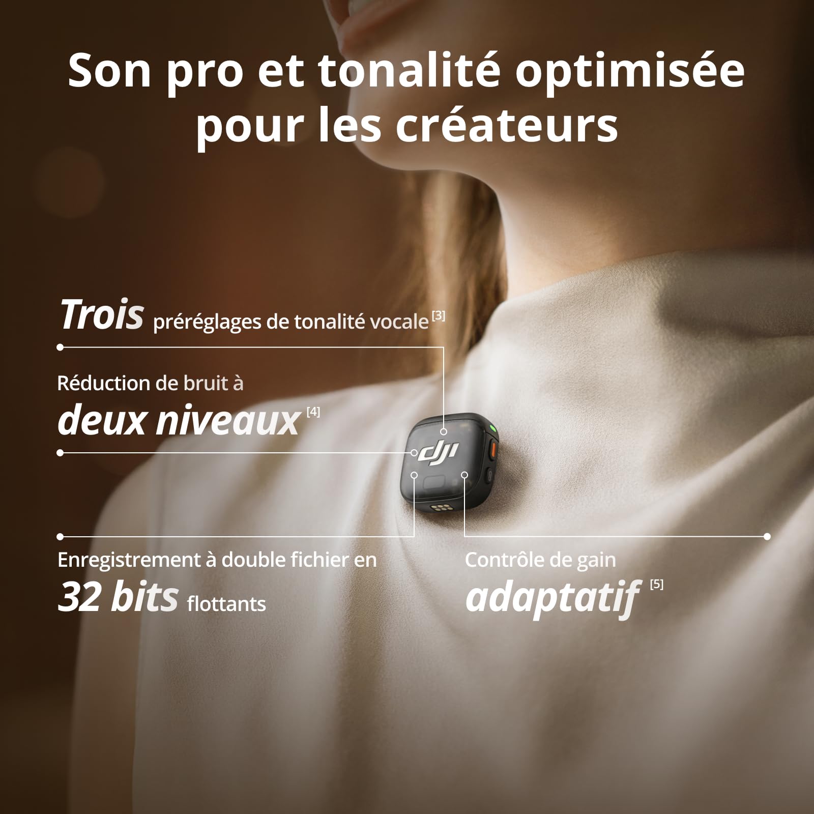DJI Mic 3 (2 TX + 1 RX + Boîtier de Recharge), Microphone sans Fil pour iPhone/caméra/Android, ultraléger, contrôle de Gain adaptatif pour Un Volume équilibré, 28 h d’Utilisation, Vlog