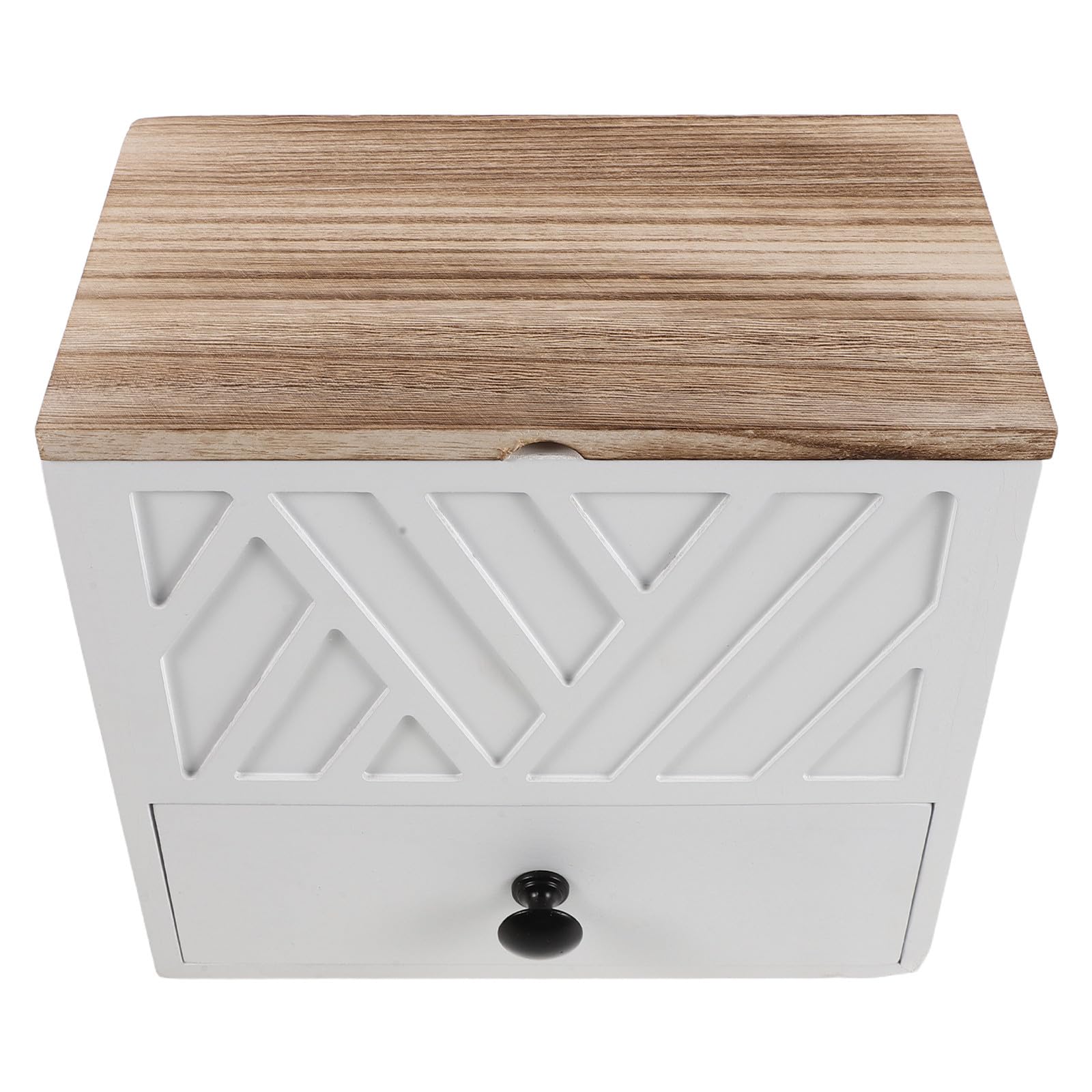 Legno Bianco Scatola Porta Assorbenti con Cassetto Doppio
