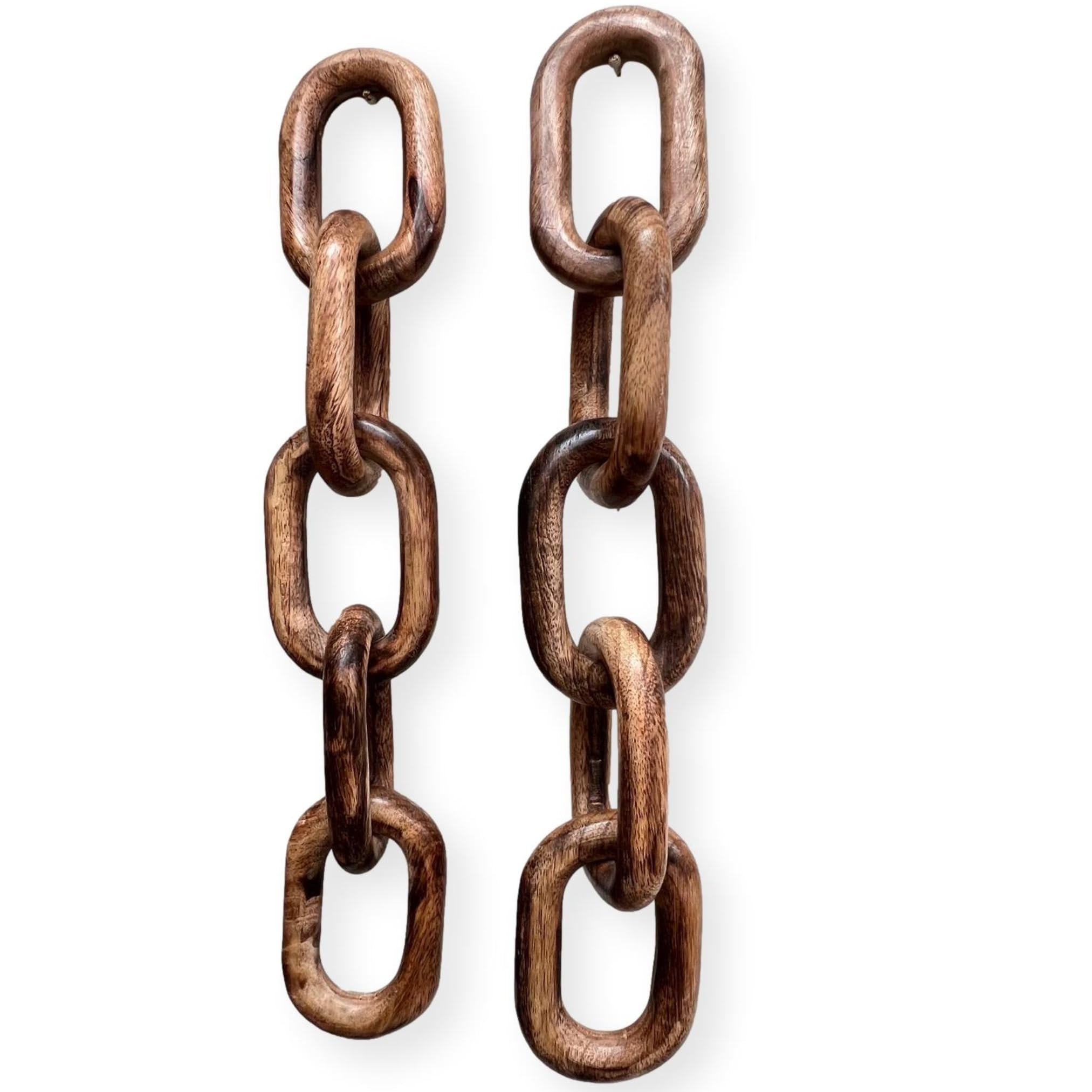 Thorness Set of Two Rustic Wooden 5-Link Chain Ornaments for Home Decor, Ideal for Living Room, Shelf, and Coffee Table Decoration