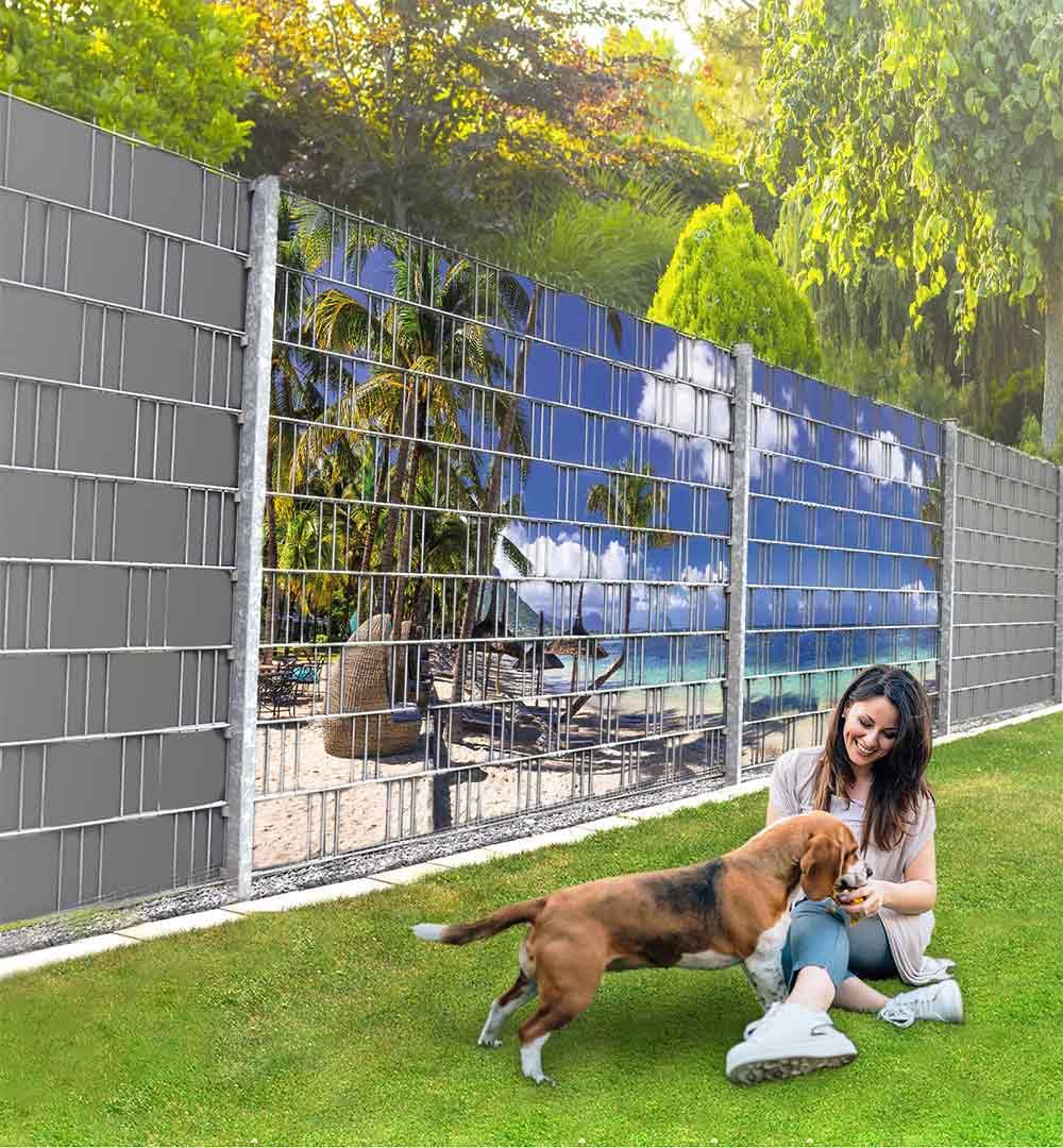Zaun-Sichtschutz Mit Tiger Motiv – 2,5m X 1,4m, Für Ein- & Doppelstabmattenzäune