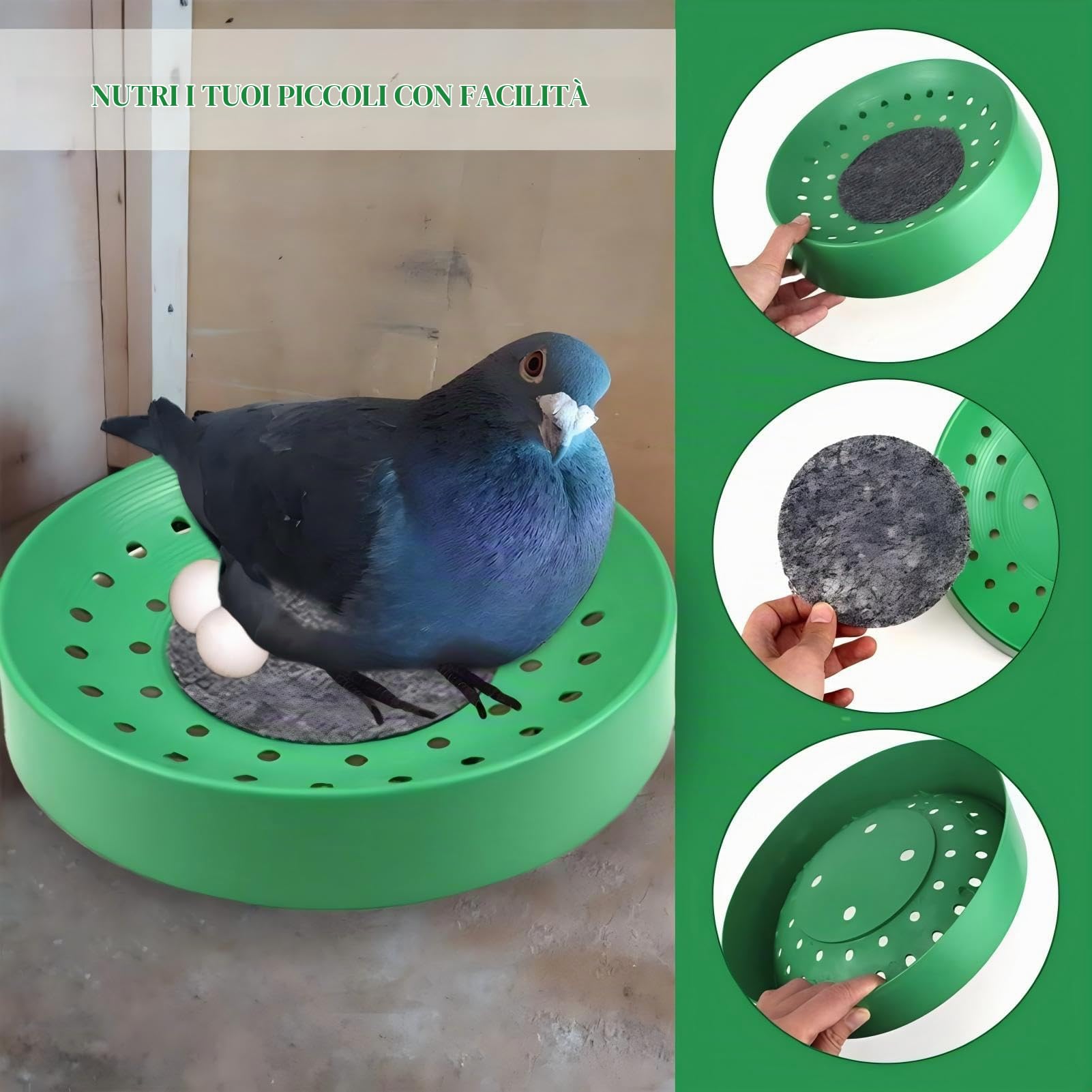Nidi di Uccelli in Plastica da 5 Pezzi Ciotola Per Nidificazione Per Uccelli Ciotola Per Allevamento di Uova di Uccelli Traspirante Nido Per Allevamento di Piccioni con Tappetino Per Piccioni Colombe