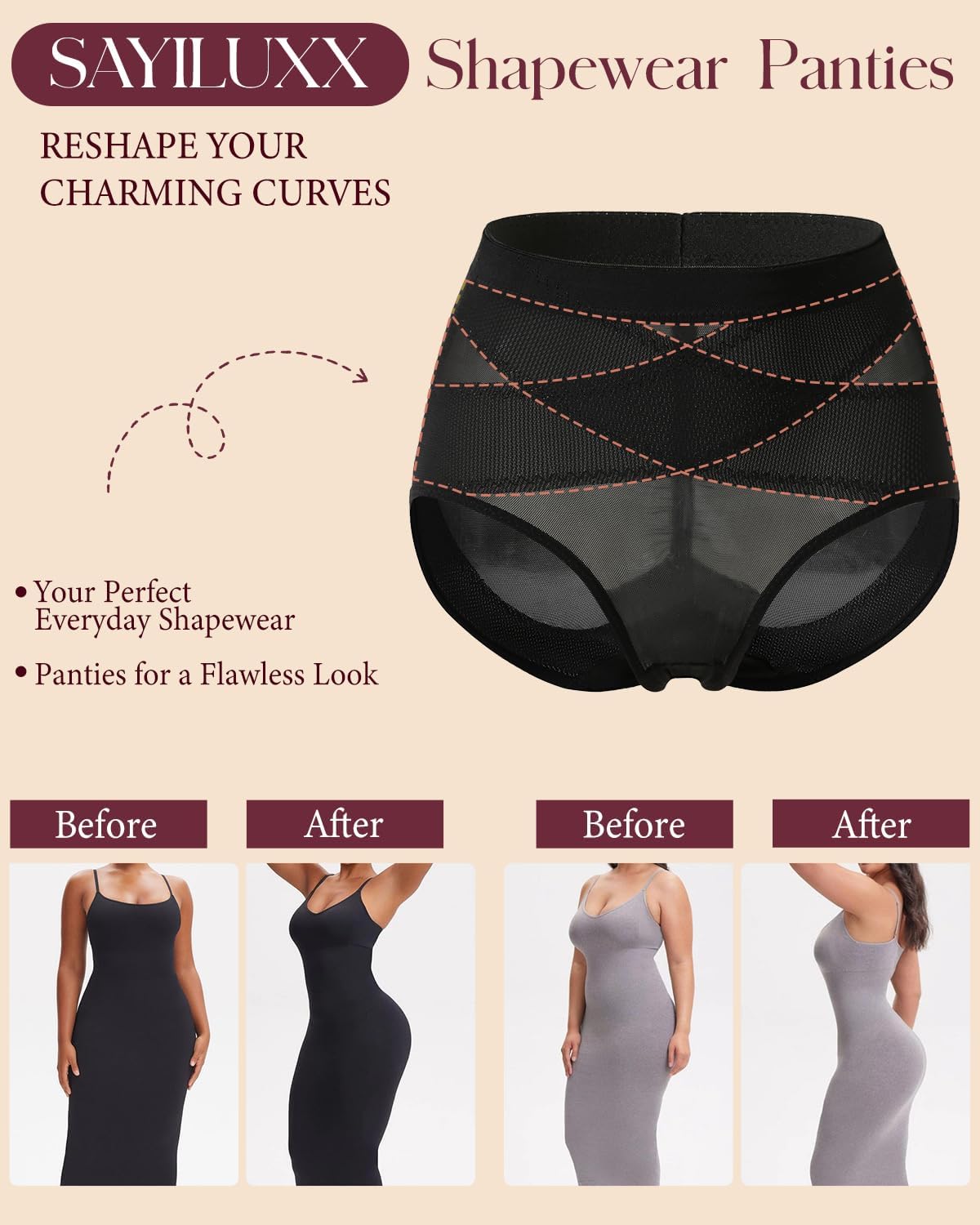 Tummy Control Shapewear Panties for Women Body Shaper Seamless Thong Underwear Compression Briefs Low Rise Girdle Panty - Image 5