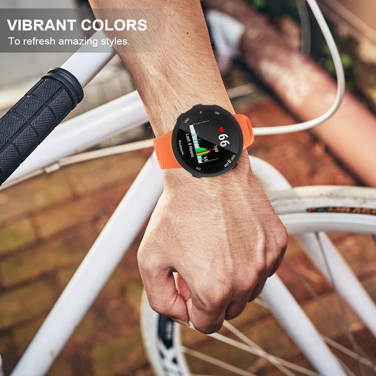 TiMOVO Cinturino Per Garmin Forerunner 45 - Cinturino Di Ricambio In Silicone Morbido, Regolabile 125-190 Mm, Colore Arancione