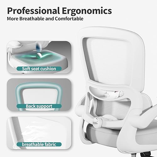 Miniatura 3 de Silla de oficina  Silla de escritorio ergonómica con soporte lumbar ajustable, silla de computadora de malla, silla ejecutiva para oficina en casa,