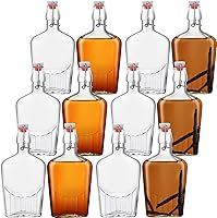 Jinei 12 Pack 12oz Swing Top Glass Bottles - Leakproof Flasks for Whiskey, Vanilla Extract, Limoncello, Kombucha, Homemade Liqueurs & Gifts