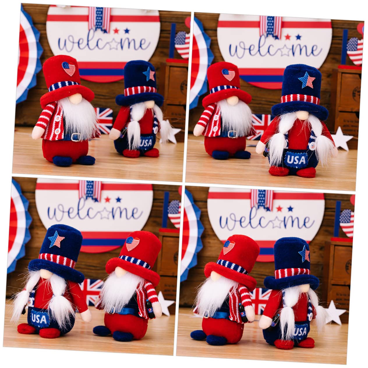 Zerodeko 3stücke Independence Day GNOME Dekoration Handgefertigte GNOME Puppe Mit Hut Für Lustige Und Einzigartige Tischdeko Für Independence Day Und Feierlichkeiten