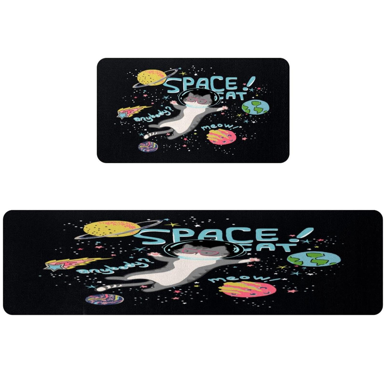 Tapis de cuisine absorbant et lavable motif chat de l'espace