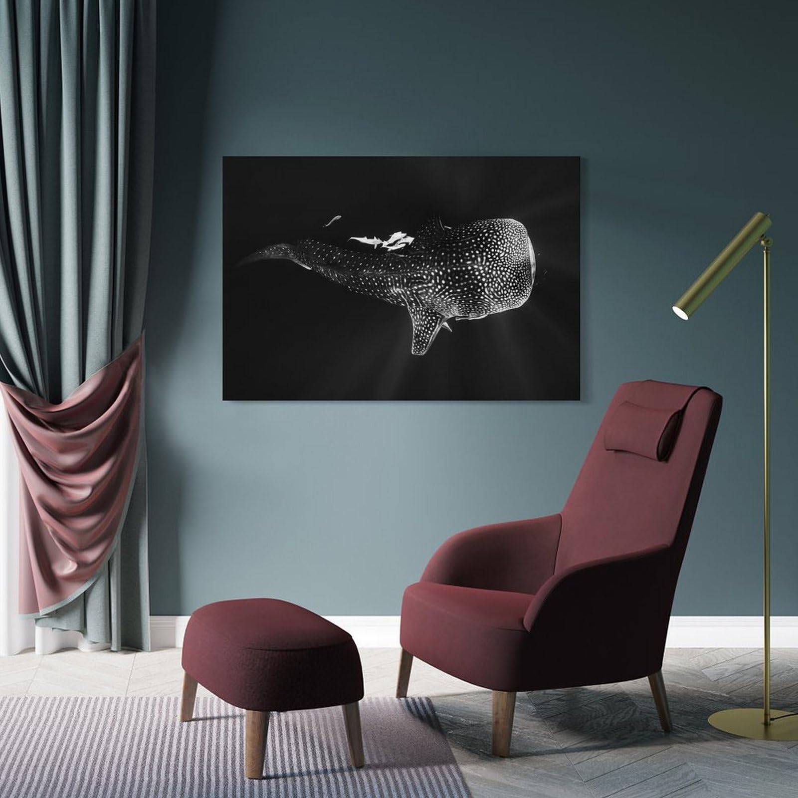 Junmoney Black And Whale Shark Canvas Wall Decor, 24x36inch(60x90cm), for Home Lounge, Bedroom Or Reading Nook, Modern Wall Decor for Cosy Interiors